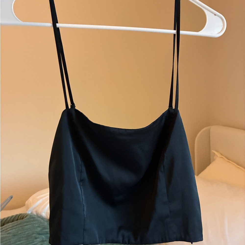 Elegant Black Satin Cami Top